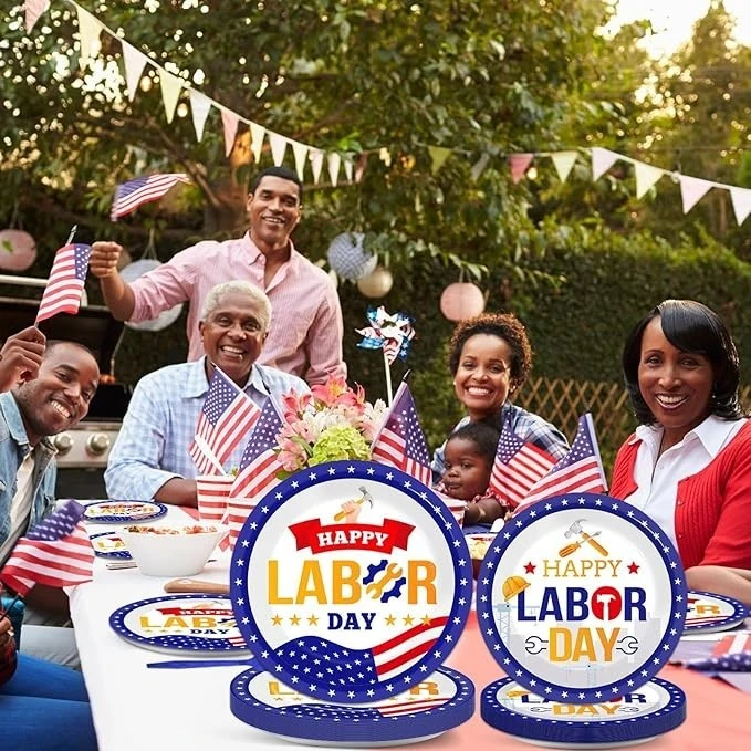 American Holiday Patriotic Dinnerware Table Decorations Happy Labor Day Party Favor For USA Independence Day price